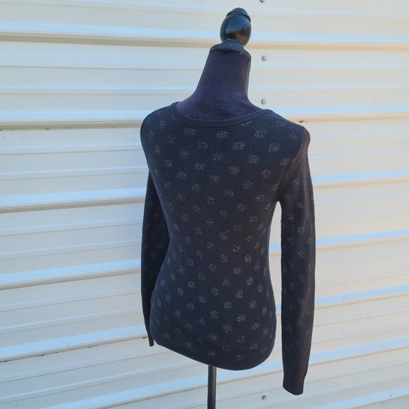 Old Navy Black Metallic Polka Dot Cardigan Sweater Women’s Cotton Blend Sz XS - Picture 4 of 8